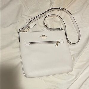 Coach White Crossbody Bag with Gold Accents